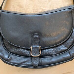Vintage 1980's Retro upcycled tire black shoulder bag purse